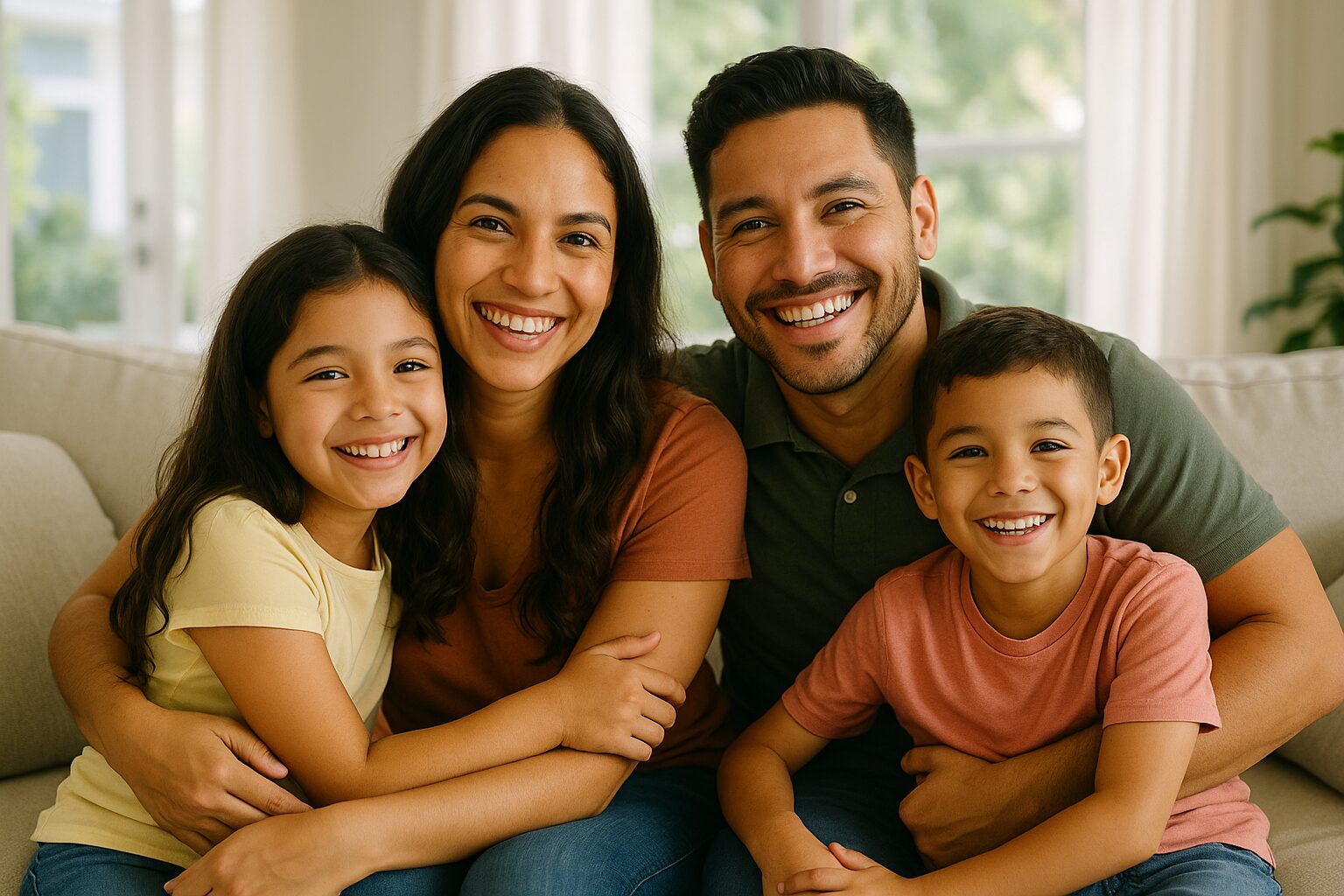 Familia feliz cubierta con un plan ACA